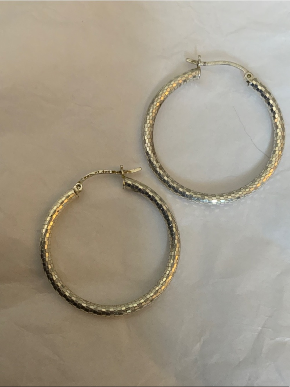 Classic Sterling Silver Textured Hoop Earrings - Women Jewelry
